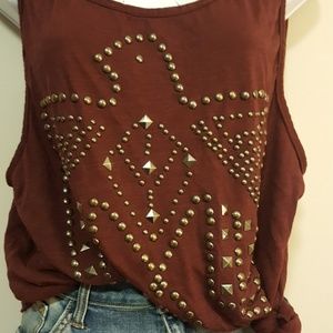 Studded Burgundy Tank Top, L
